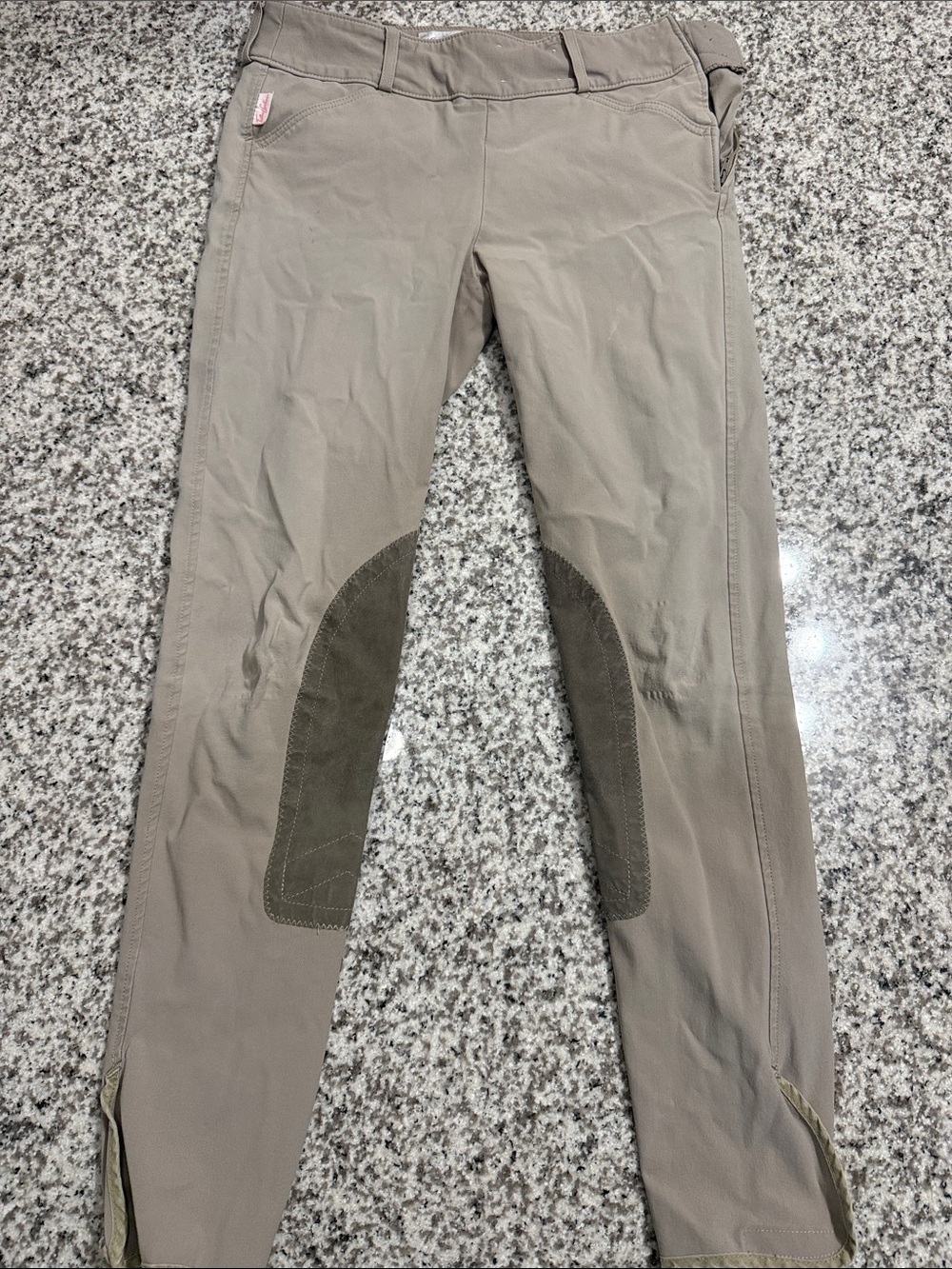 The Tailored Sportsman Taupe Straight-Leg Riding Breeches with Knee Patches